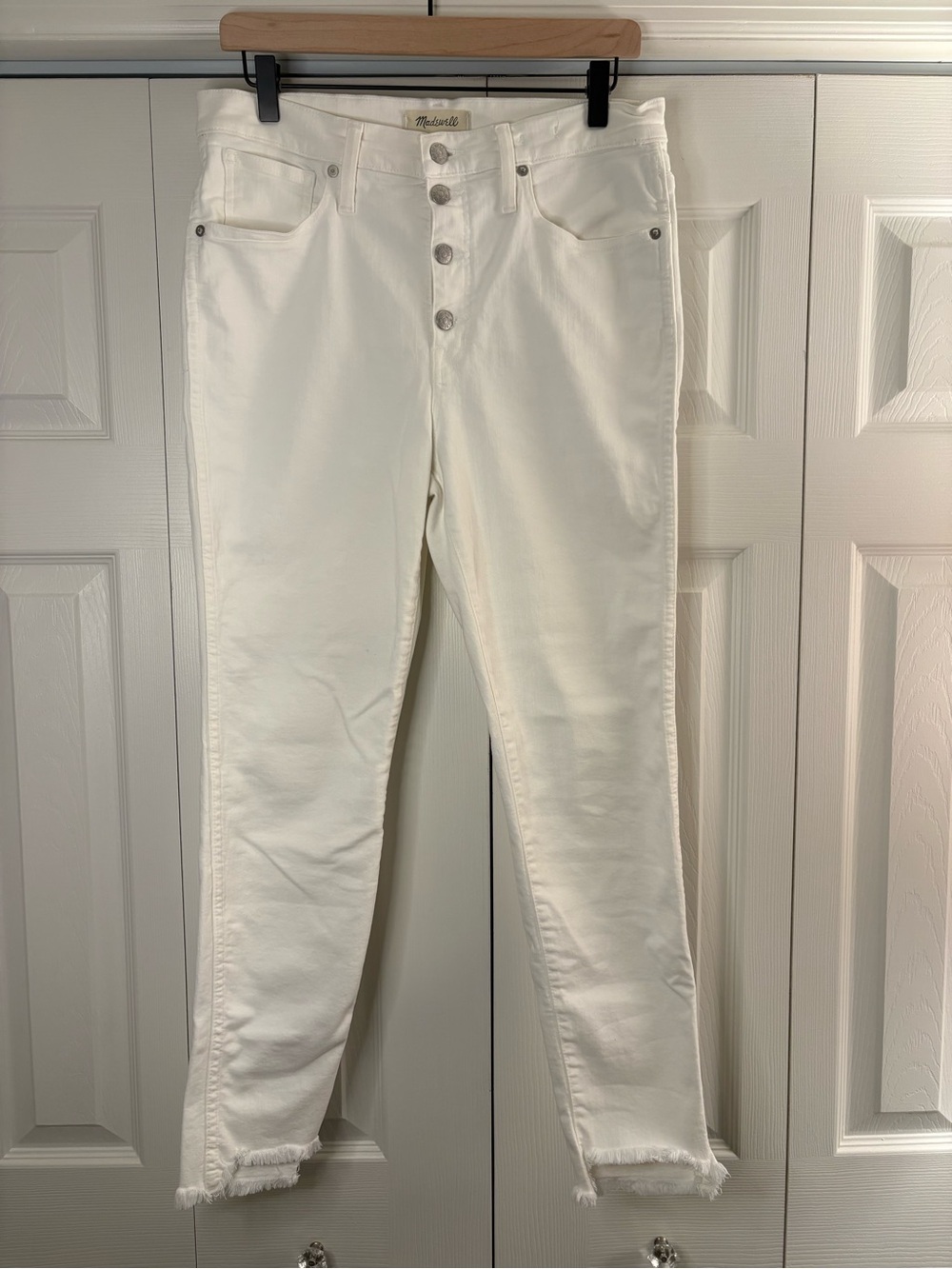 Women’s Madewell 10" High-Rise Skinny Crop white Jeans w/button fly size 30
